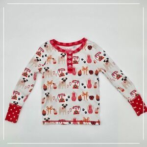 Matilda Jane Girls Top Size 4 Playtime Pugs Telephones Cupcakes Long Sleeve